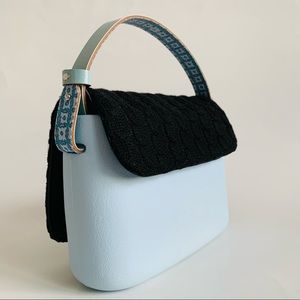 O bag Pocket Knit Flap closure hand held bag